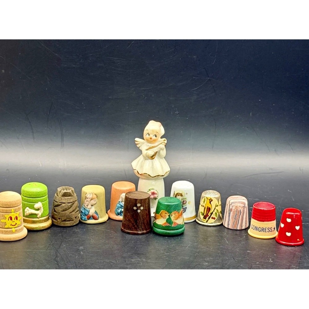 61 Pc Vtg Thimble Collection Glass Staffordshire, Healacraft, Travel, W Germany